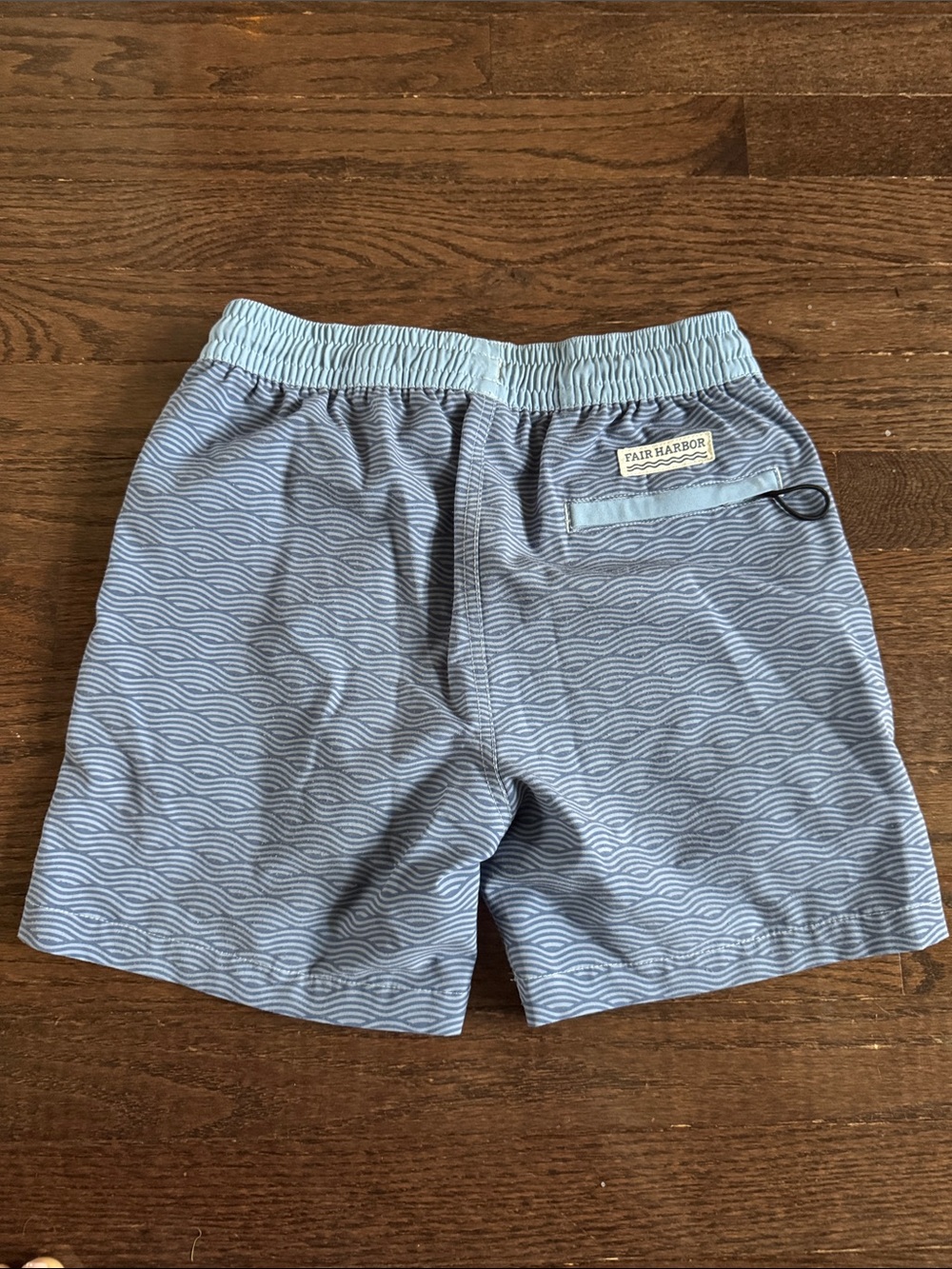 Fair Harbor Light Blue Wave-Pattern Swim Shorts